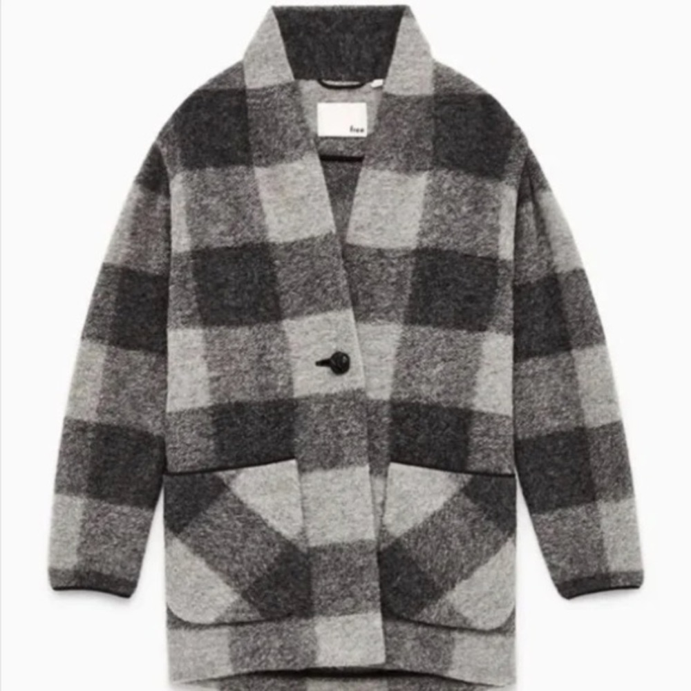 Aritzia Wilfred Free grey Off Duty plaid wool sweater jacket - Small - Picture 4 of 8